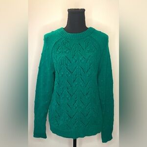 Sonoma-Women's Green Cozy Cable Knit Pullover‎ Sweater Size M